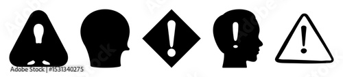 Black and White Visual Representation of Attention Awareness and Alert Symbols