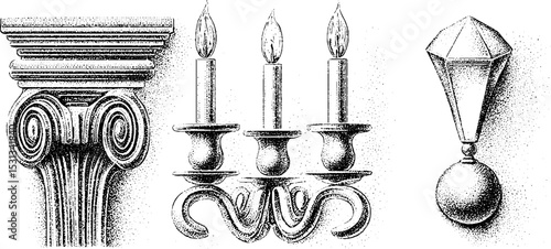 Victorian chandelier and candle sconce set for classic interior design themes