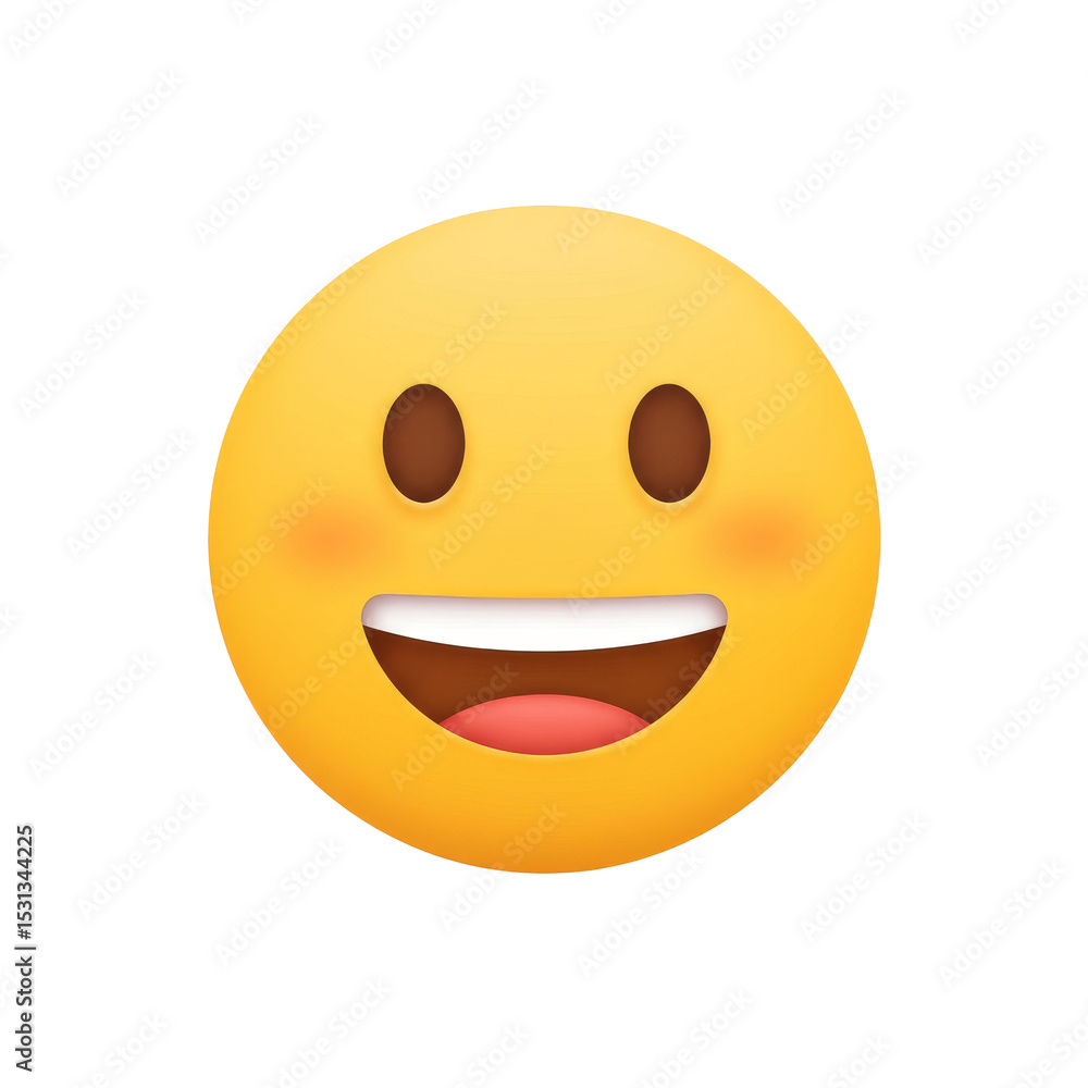 Fototapeta premium Flat-style emoji with a friendly smile, expressing happiness or friendliness. Isolated on white background.