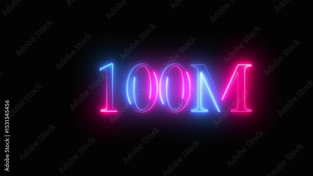 glowing neon million text animation with red and green color. glowing neon million text animation with red and green color.