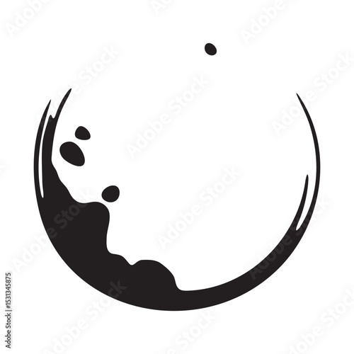 Abstract Ink Circle Splash with Fluid Drips and Black Paint