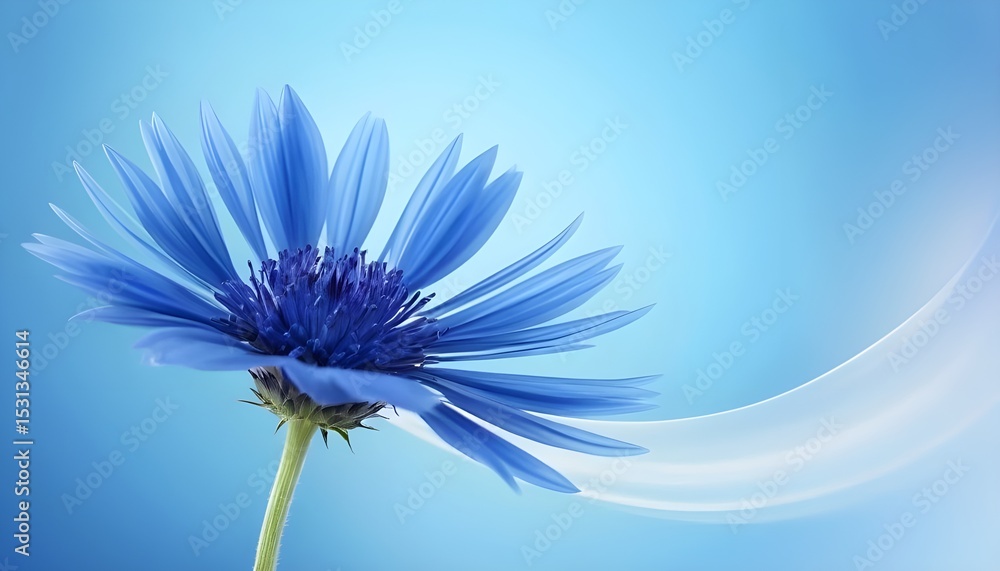 Obraz premium Abstract cornflower blue background with smooth gradients and layered light effects and a flowing, minimalistic design with soft curves