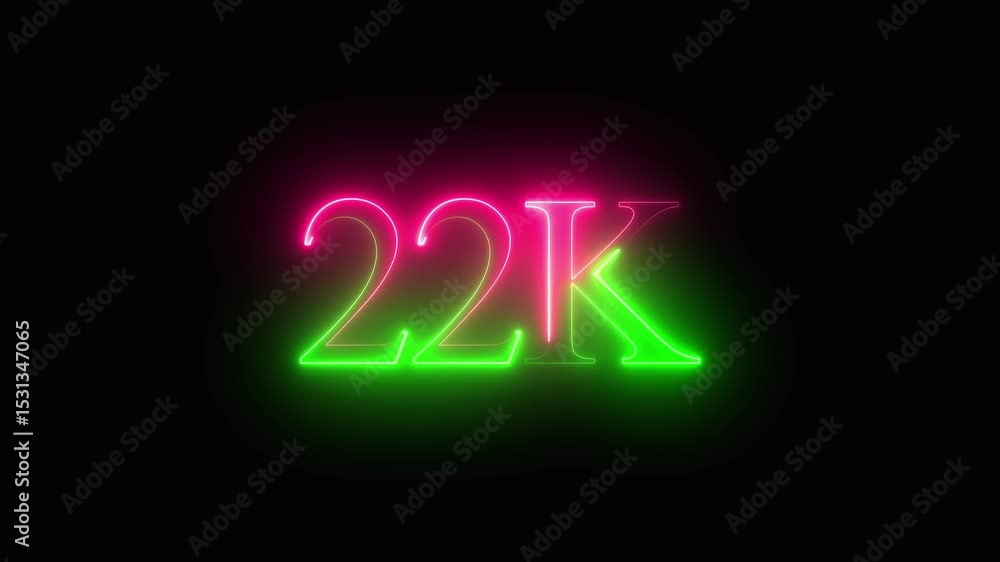 glowing neon 22k text animation with red and green color. glowing neon 22k text animation with red and green color.