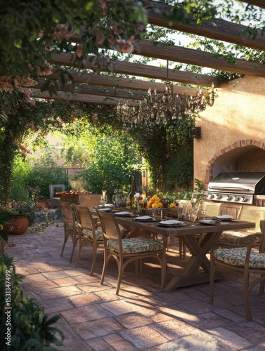 Wallpaper Mural backyard bbq & dinner party under pergola - outdoor living spaces Torontodigital.ca