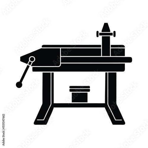 Workbench with vise vector silhouette