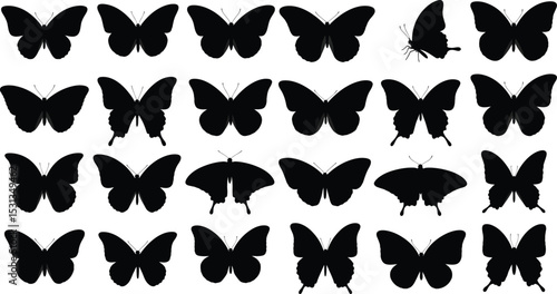 A collection of twelve tree silhouettes in various shapes and sizes on a transparent background
