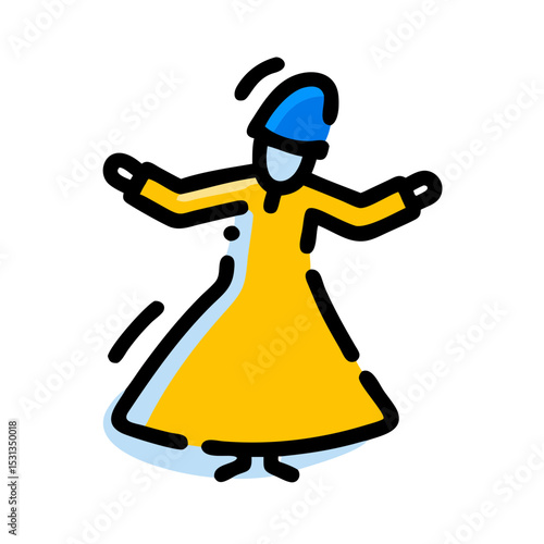 Whirlwind Sufi Dancer A Vibrant Illustration of Spiritual Dance