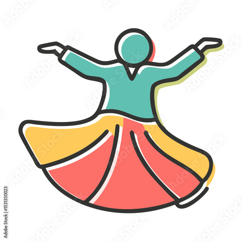 Whirling Dervish Sufi Dance Icon, Spiritual Rotation, Cultural Heritage