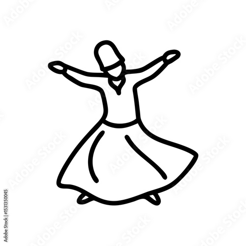 Whirling Dervish A Line Drawing of Sufi Dance