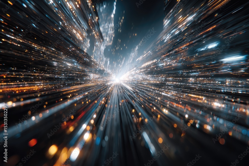 Naklejka premium Abstract city lights zoom effect