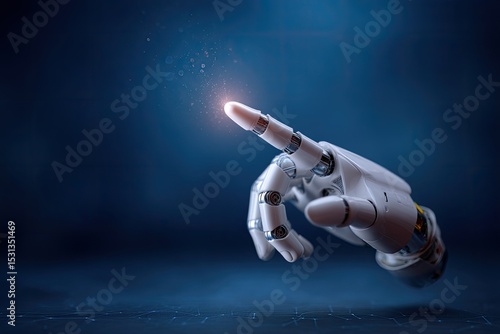 Wallpaper Mural A white robotic hand points upward Torontodigital.ca