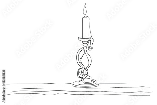 Set of hand drawn vintage elegant candles and candelabra. Vector illustration in retro sketch parisian style.