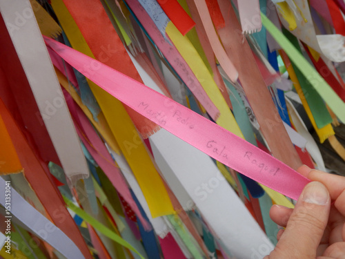 Background of colorful ribbons with messages