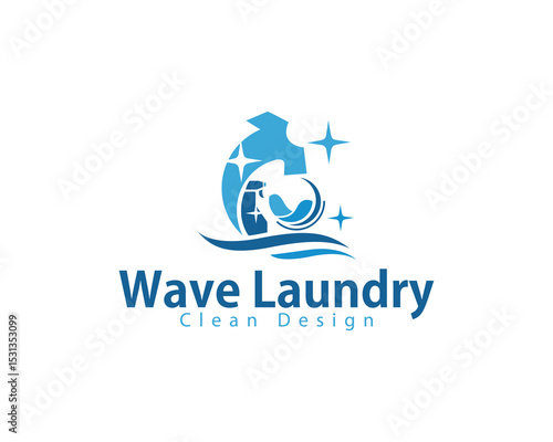 laundry logo creative clean wash clothes design concept wave