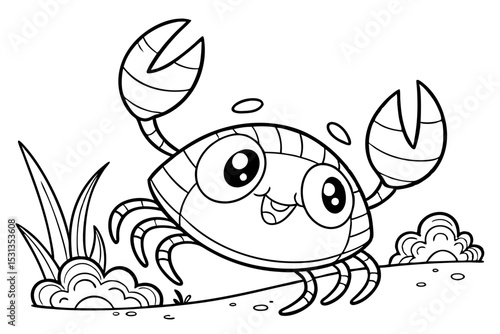 Wallpaper Mural Cute Kawaii Crab Cartoon Character Coloring Page Vector Illustration Torontodigital.ca