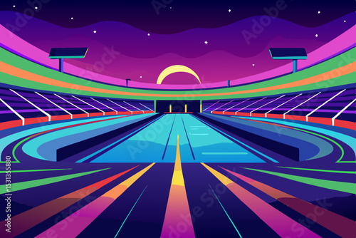 Nighttime stadium swimming pool competition