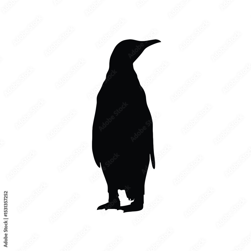 Obraz premium Black Silhouette of a Penguin Standing on White Background