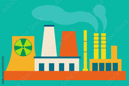 Nuclear power plant illustration flat design