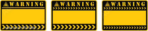 Yellow warning caution sign. Warning caution sign text space area message box sticker. Blank warning sign. Vector illustration
