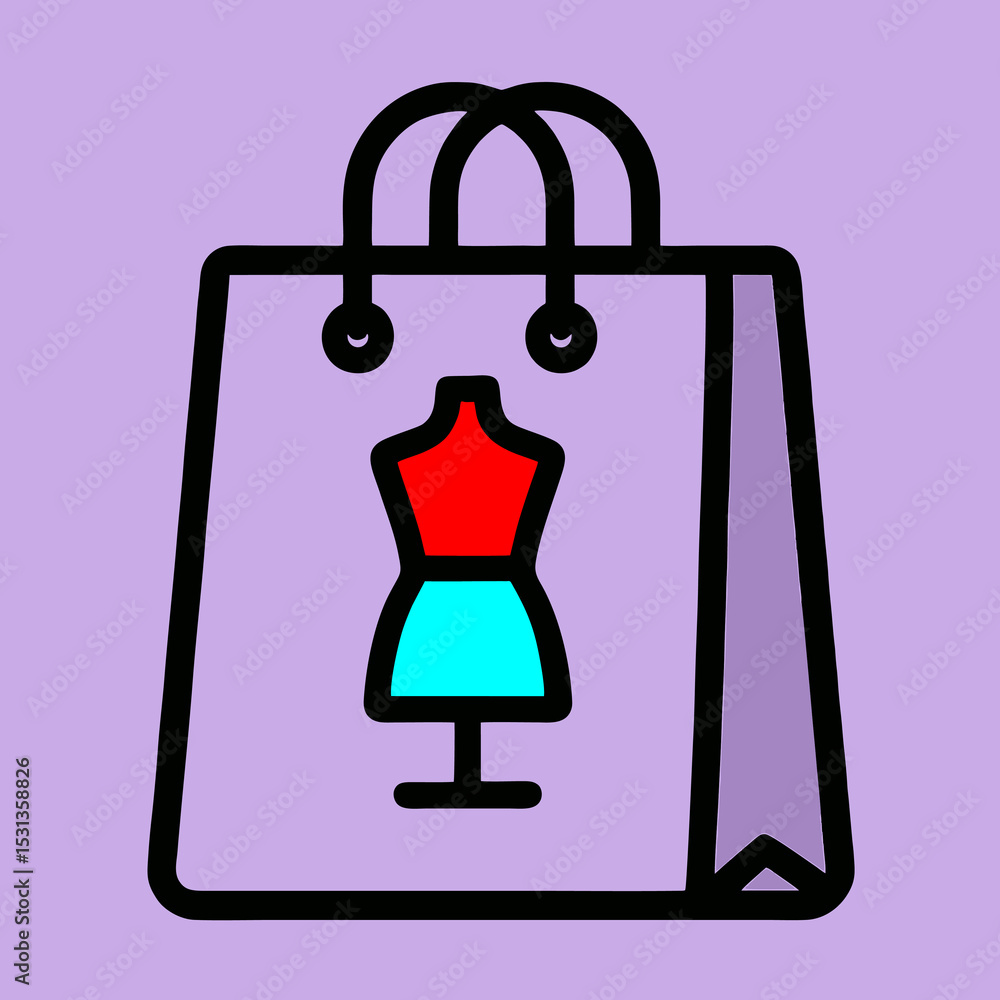 Obraz premium bag background dress graphic inside on form with Shopping icon lavender Flat Laundry