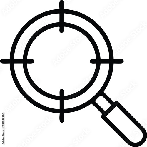 vector illustration of a magnifying glass with a target
