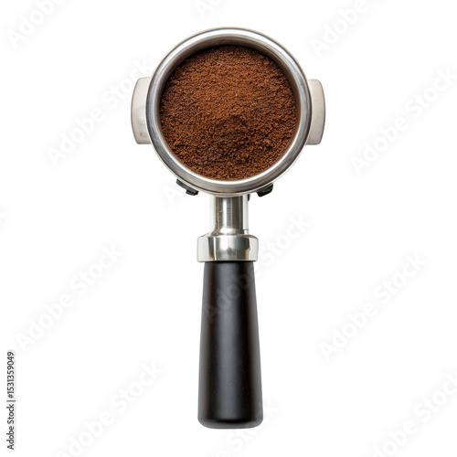Portafilter with Coffee Grounds Isolated, Cut Out