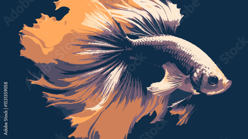 Male betta pixel art