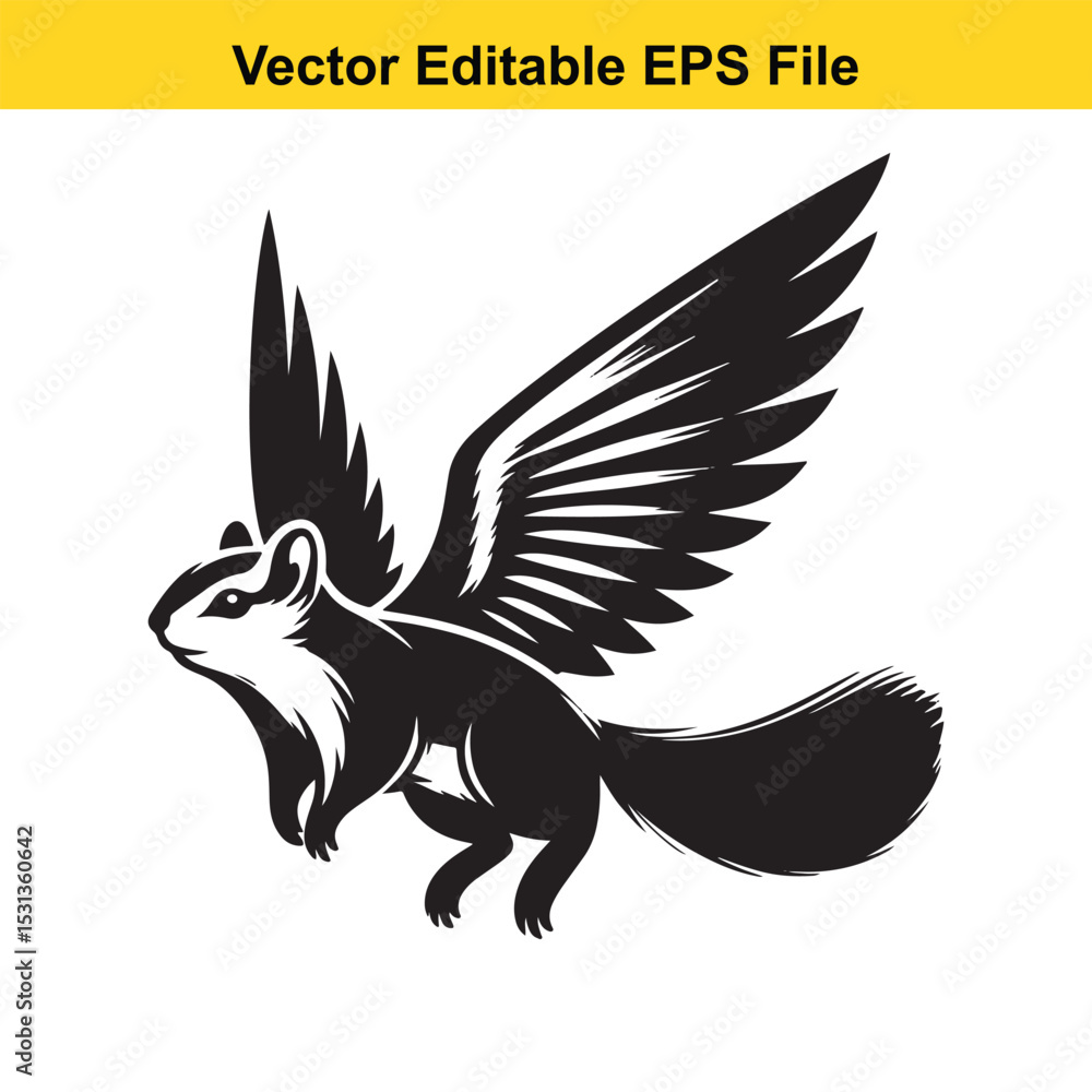 Obraz premium Flying Squirrel with Wings Vector Illustration
