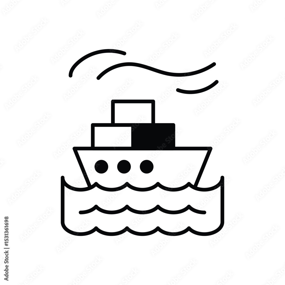 Cargo Ship Icon vector stock illustration Cargo Ship Icon vector stock illustration