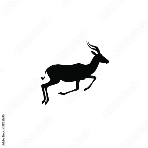 Black Silhouette of Springbok Antelope Leaping gazelle