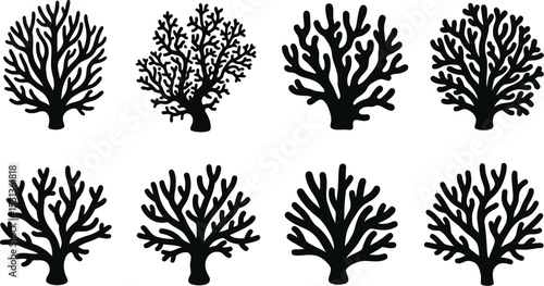 Eight black and white grenade illustrations with varying designs on a white background vector image