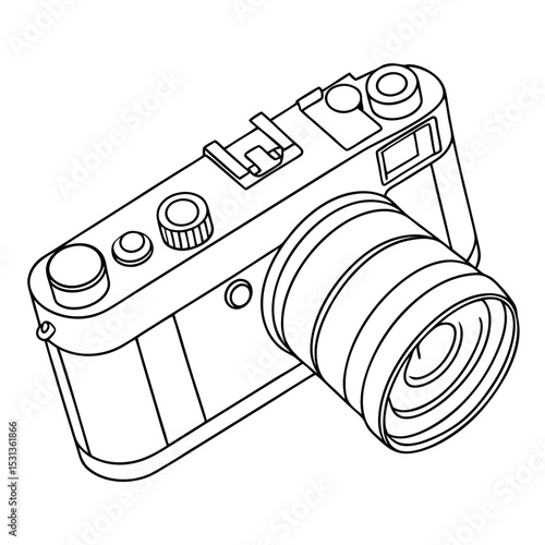 A Classic Camera Illustration Photography Equipment Black and White