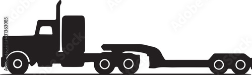 Lowboy trailer truck vehicle silhouette design vector art illustration