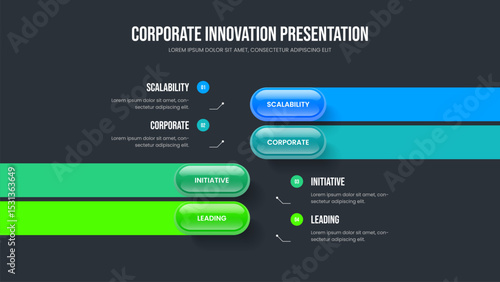 Product Portfolio Frame Template Vector Illustration. Service Strategy 4 Step Infographic Slideshow Layout. Financial Introduction Four Element Diagram Slide Design.
