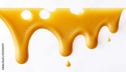 melted cheese dripping on white background