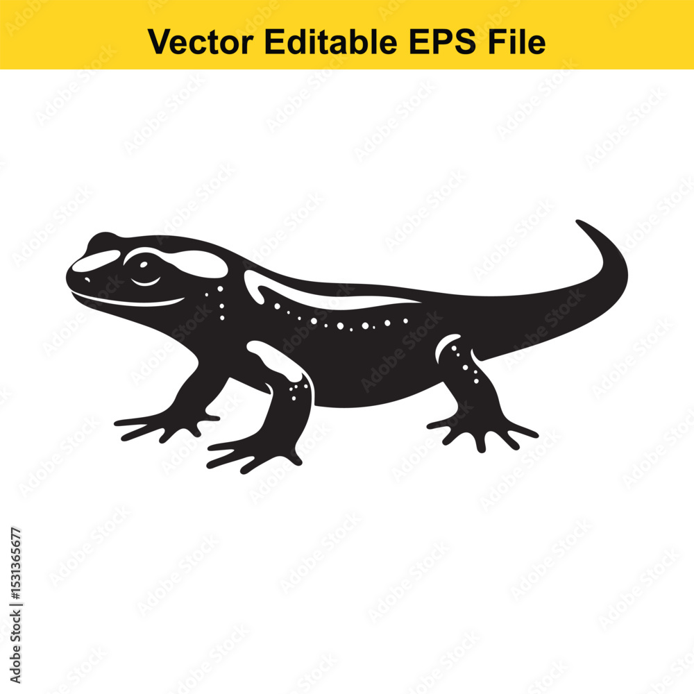 Naklejka premium Black and white vector illustration of a salamander