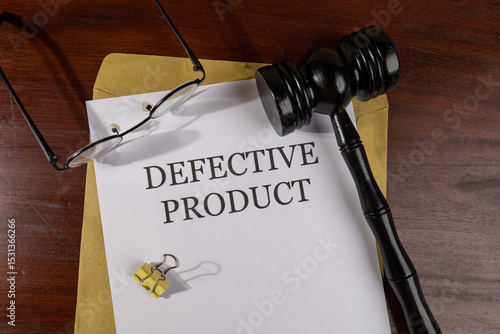 Defective Product Lawsuit Document with Gavel – Product Liability Legal Concept
