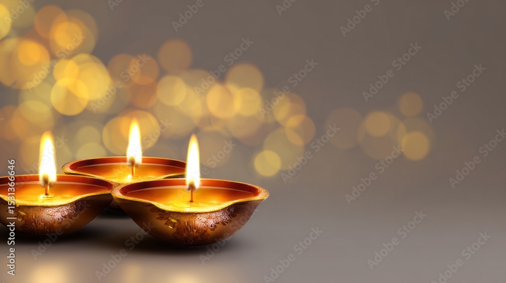 Three lit candles in a row on a table Three lit candles in a row on a table