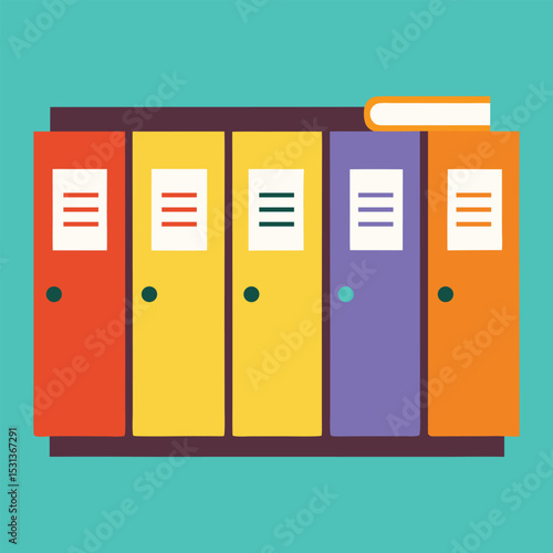 School lockers with books and stickers illustration