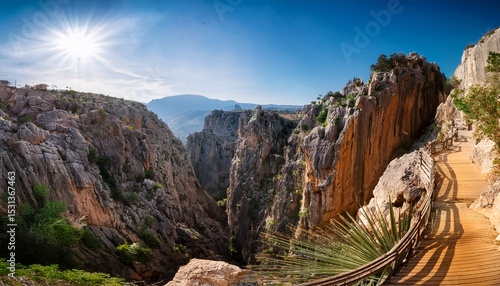 scenic hiking trail carved into the cliffs of el chorro gorge malaga spain