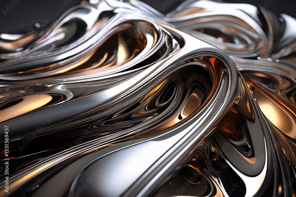Luxury 3D liquid gold and silver abstract background Luxury 3D liquid gold and silver abstract background
