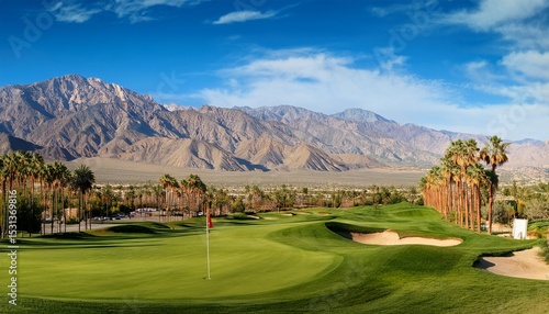 golf course panorama in palm springs coachella valley mountains web banner california