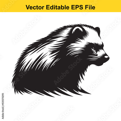 Wolverine Illustration Bold Graphic Silhouette of a Fierce Animal Vector Art for Tattoo Design Logo or Mascot