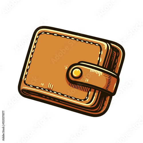 brown leather wallet vector illustration isolated