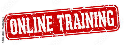 online training rectangular sign. online training stamp