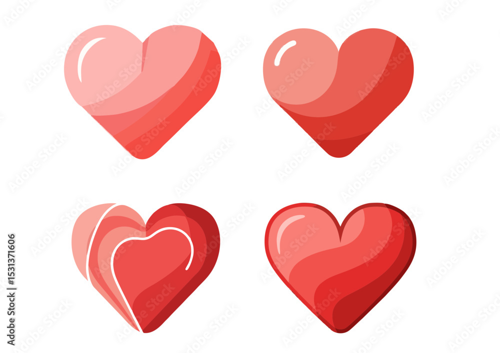 Heart icon with smooth geometric shape and depth effect in flat vector illustration Heart icon with smooth geometric shape and depth effect in flat vector illustration