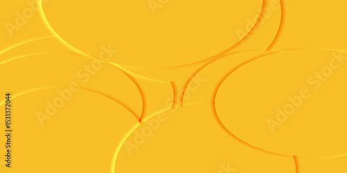 Abstract Background with 3d circle yellow papercut layer. modern trendy design