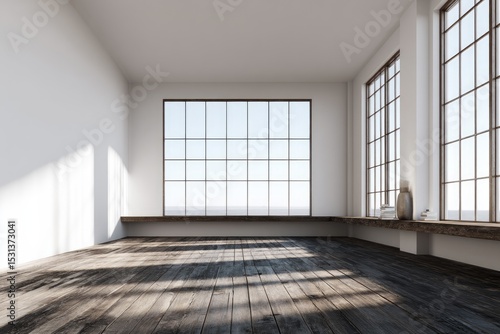 Wallpaper Mural Empty modern room with large windows Torontodigital.ca