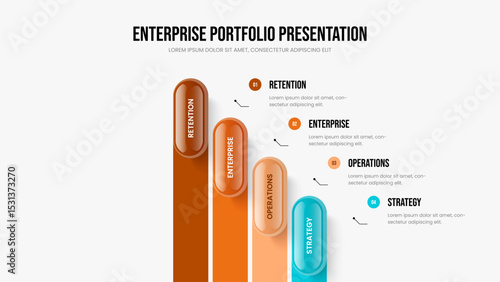 Marketing Development 4 Step Infographic Presentation Template. Corporate Portfolio Four Element Diagram Slideshow Layout. Digital Analysis Frame Design Vector Illustration.