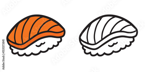 Coloring Book For Kids A Salmon Bliss Food Printable With Fully Colored and Outline Vector Illustration